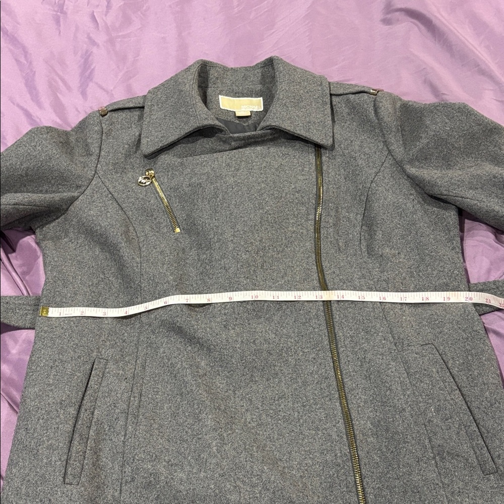 MICHAEL Michael Kors Charcoal Trench Coat with Gold Details - Picture 13 of 14